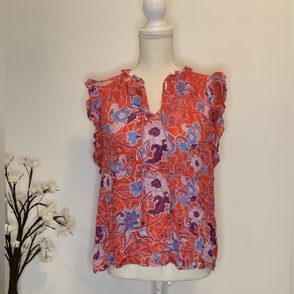 Flutter Frilled Short Sleeve Floral Bohemian Top